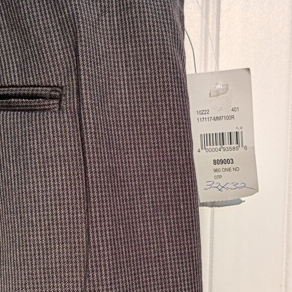 CALVIN KLEIN Dress Pants Mens 38 x 32 Gray and Black Houndstooth Classic Slacks - Picture 5 of 11
